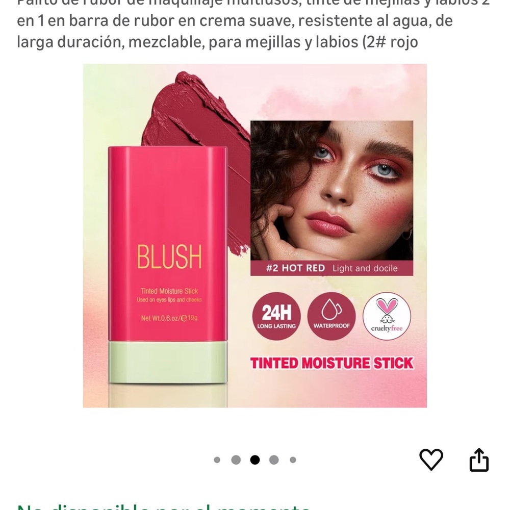 On The Glow Blush Stick Solid Moisturizer Stick for Eyes Lips Cheek (hot red) - Picture 3 of 5